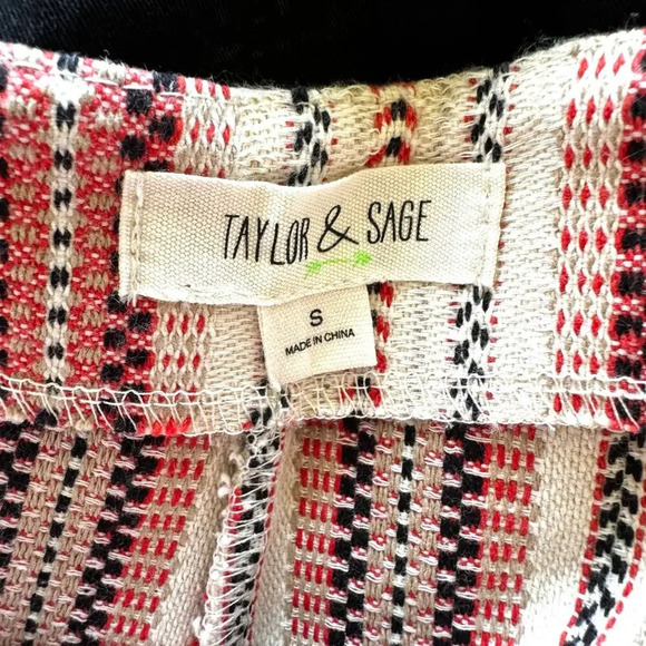 Taylor & Sage Denim Stitch Striped Shorts - Picture 3 of 5